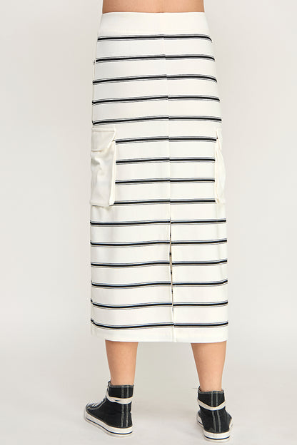 STRIPED CARGO SWEATSHIRT SKIRT