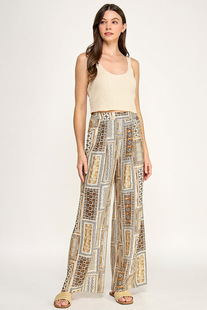 PRINTED HIGH WAISTED TROUSERS