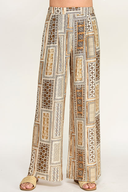 PRINTED HIGH WAISTED TROUSERS