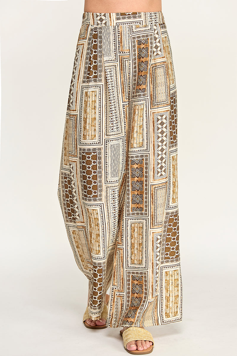 PRINTED HIGH WAISTED TROUSERS