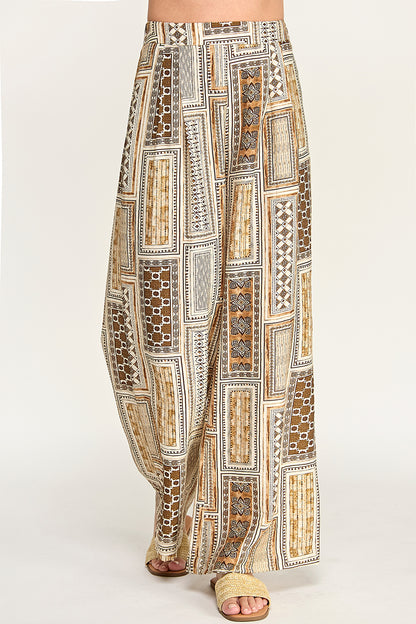 PRINTED HIGH WAISTED TROUSERS