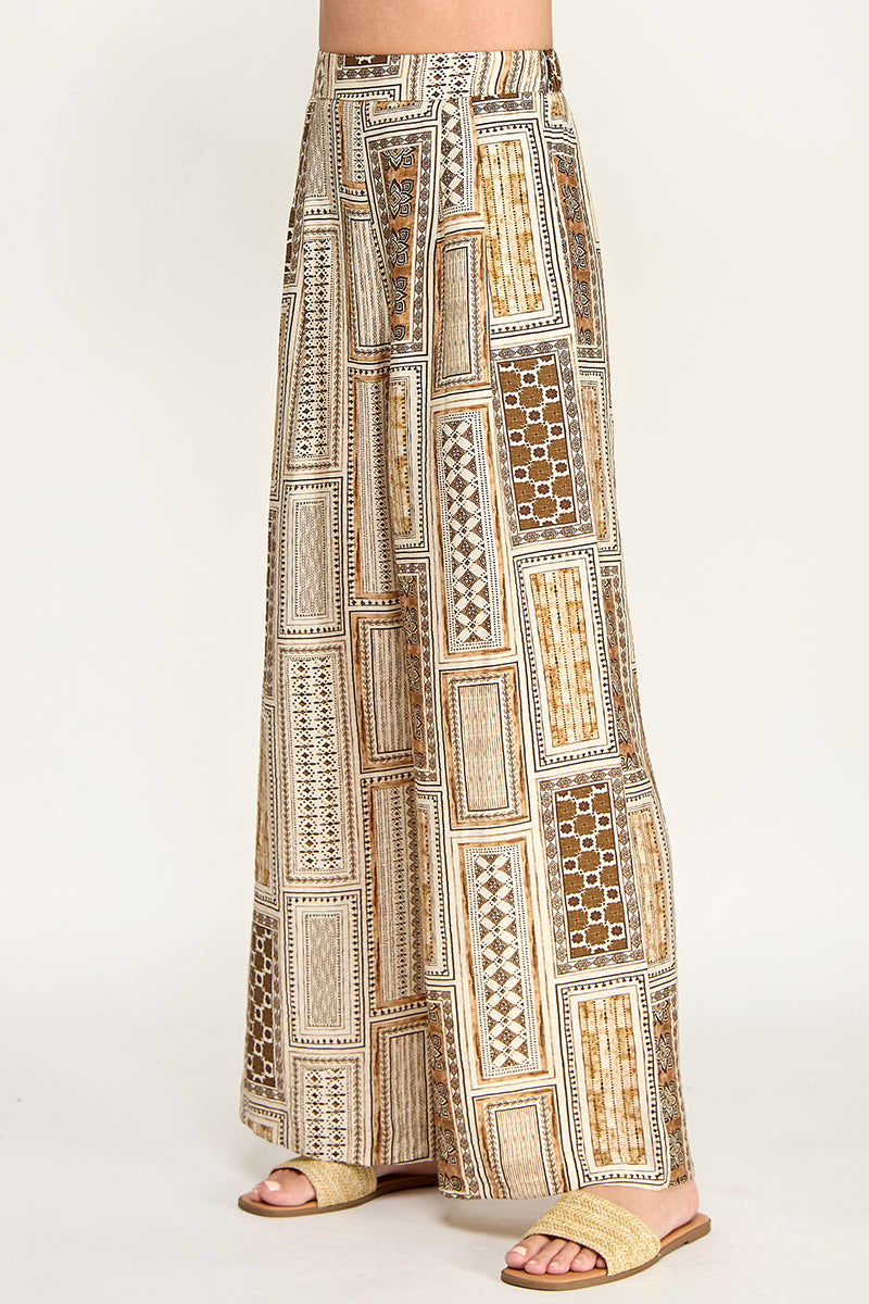 PRINTED HIGH WAISTED TROUSERS