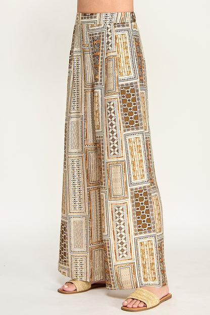 PRINTED HIGH WAISTED TROUSERS