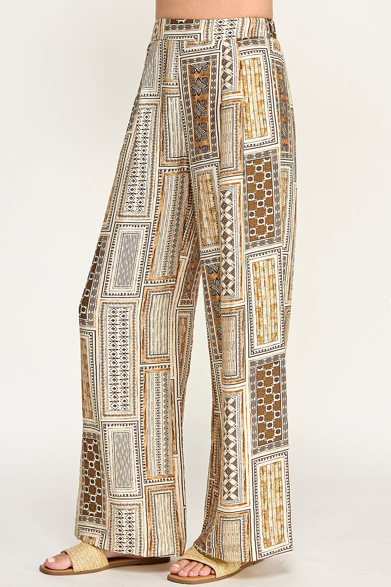 PRINTED HIGH WAISTED TROUSERS