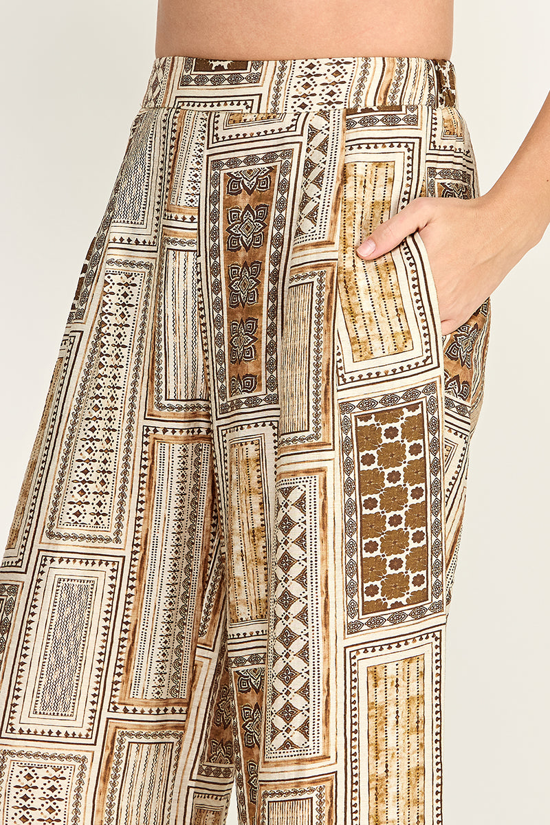 PRINTED HIGH WAISTED TROUSERS