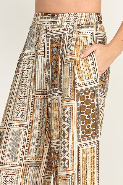 PRINTED HIGH WAISTED TROUSERS