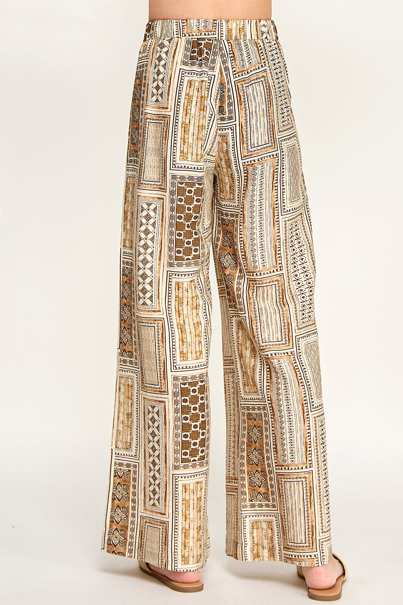 PRINTED HIGH WAISTED TROUSERS