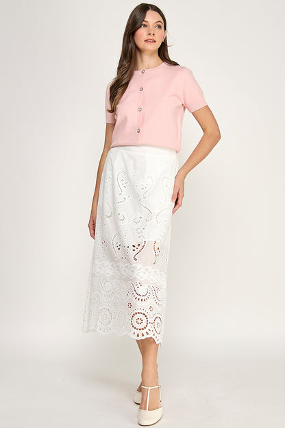 EYEELET MIDI SKIRT