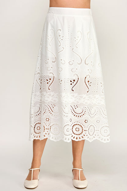 EYEELET MIDI SKIRT