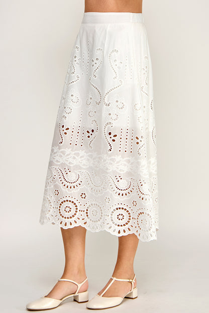 EYEELET MIDI SKIRT
