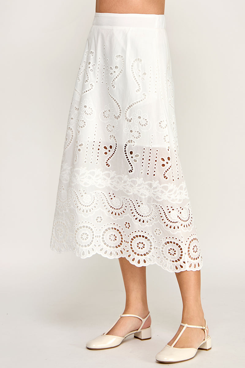 EYEELET MIDI SKIRT