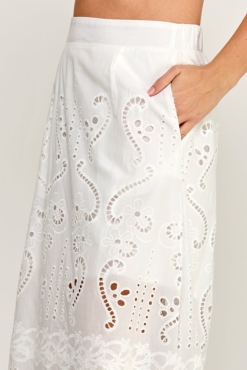 EYEELET MIDI SKIRT