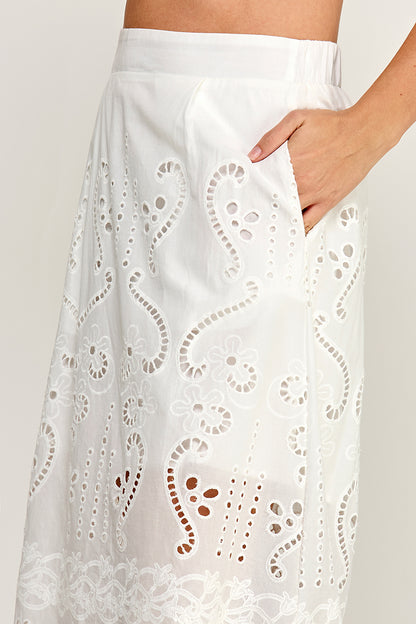 EYEELET MIDI SKIRT