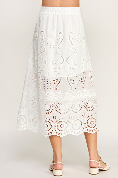 EYEELET MIDI SKIRT