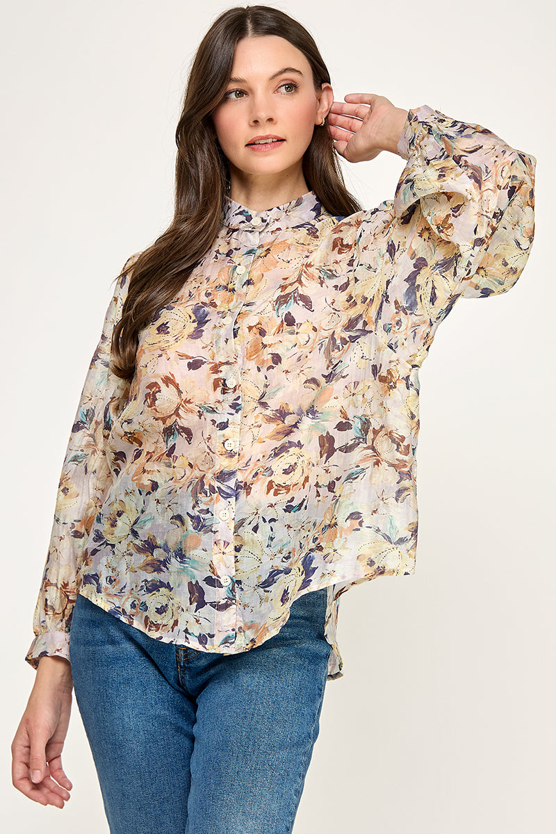 PRINTED BUTTON UP BLOUSE