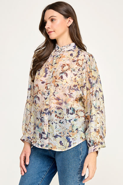PRINTED BUTTON UP BLOUSE