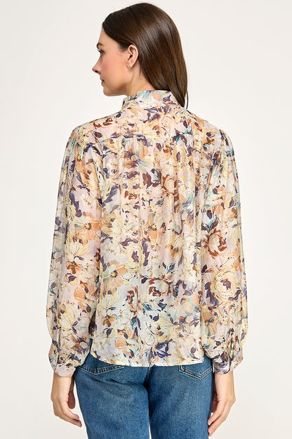 PRINTED BUTTON UP BLOUSE