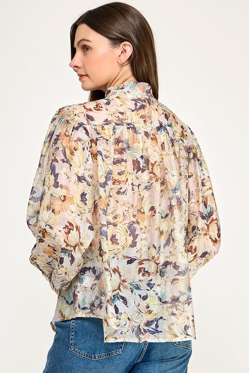 PRINTED BUTTON UP BLOUSE