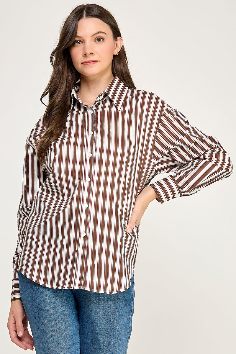OVERSIZED STRIPE LONG SLEEVE SHIRT