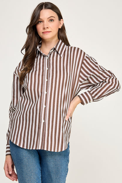 OVERSIZED STRIPE LONG SLEEVE SHIRT