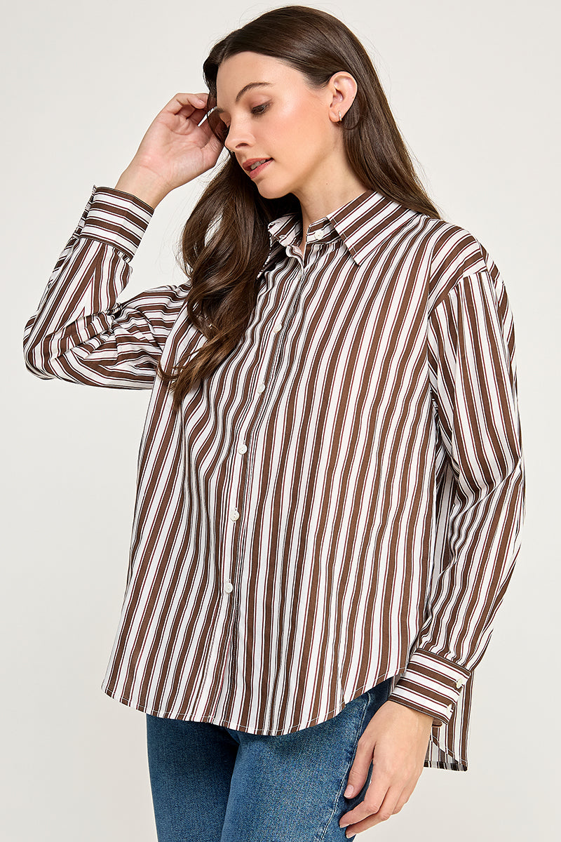 OVERSIZED STRIPE LONG SLEEVE SHIRT