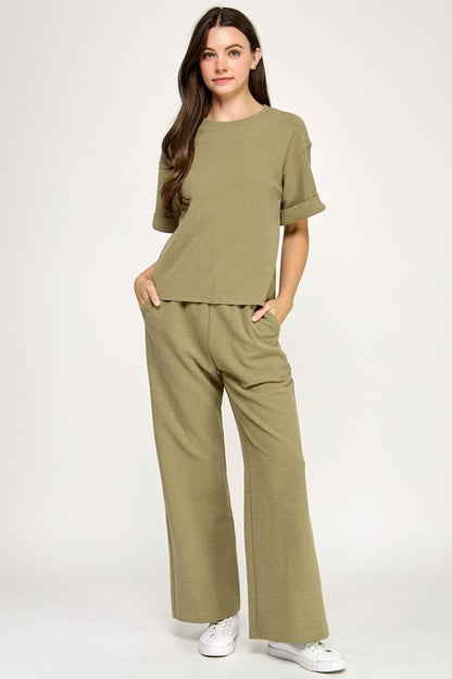 ROLLED CUFF OVERSIZED SWEATSHIRT-TEE