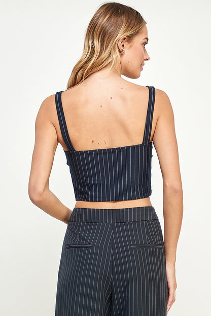 STRIPED CROP TOP(NAVY)