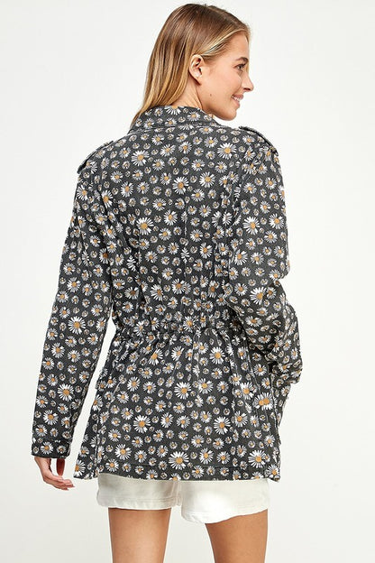 FLORAL PRINT UTILITY JACKET