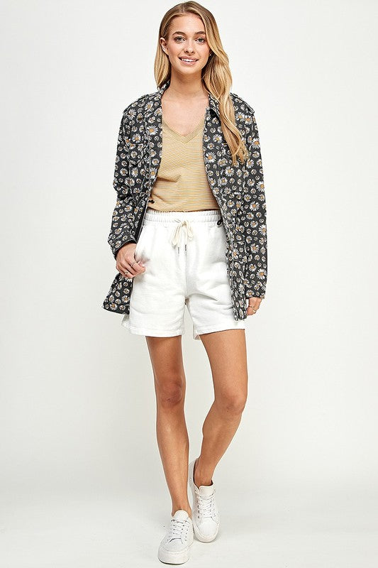 FLORAL PRINT UTILITY JACKET