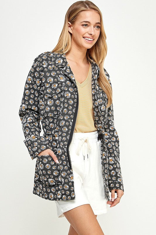 FLORAL PRINT UTILITY JACKET