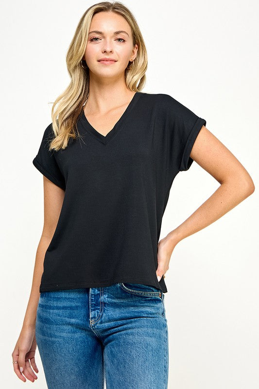 V NECK TEE