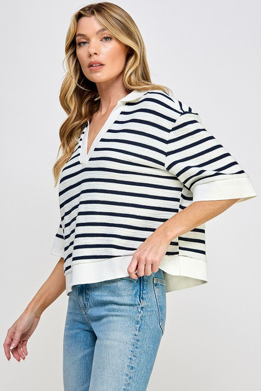 V-NECK STRIPE TOP