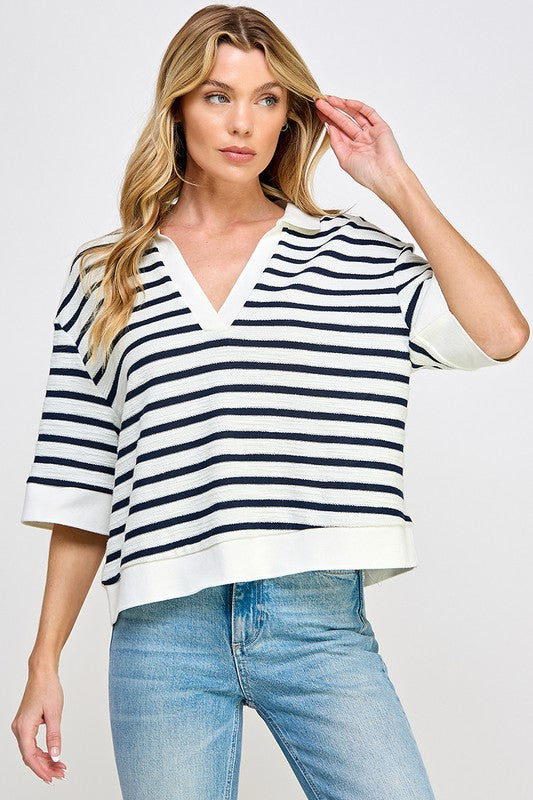 V-NECK STRIPE TOP