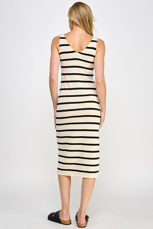 LOW CUT V-NECK MIDI DRESS