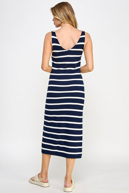 LOW CUT V-NECK MIDI DRESS