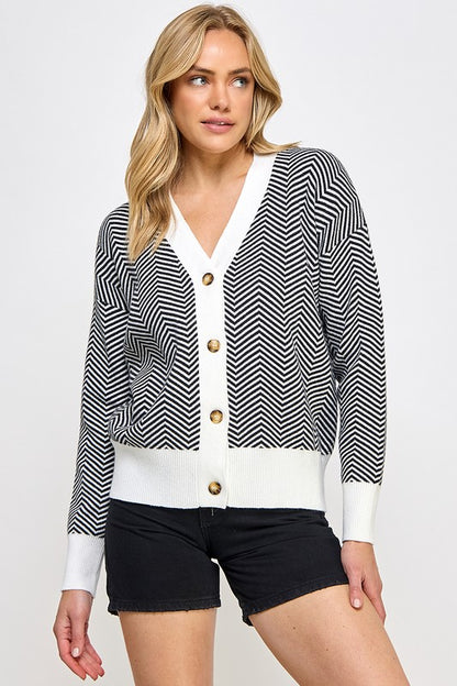 HERINGBONE KNIT CARDIGAN