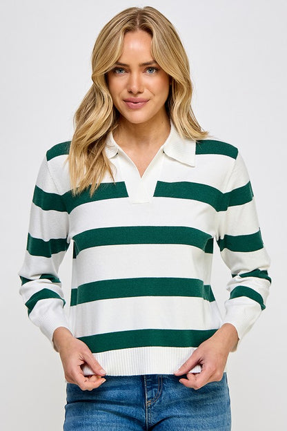 LONG SLEEVE STRIPED POLO