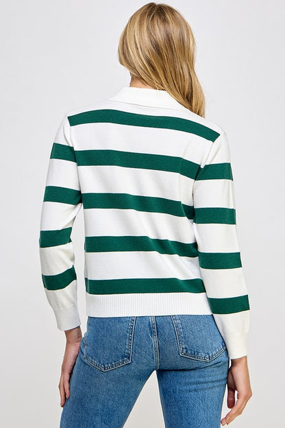 LONG SLEEVE STRIPED POLO