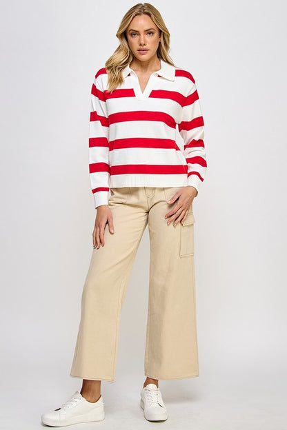 LONG SLEEVE STRIPED POLO