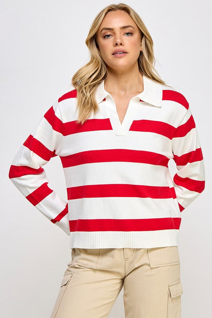 LONG SLEEVE STRIPED POLO