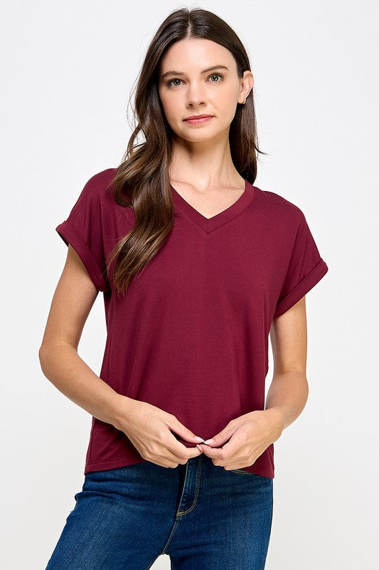 V NECK TEE