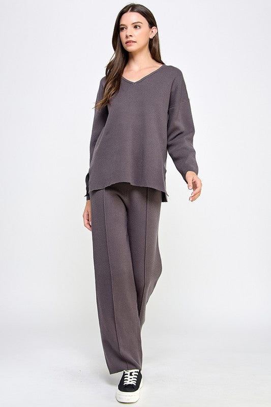 PIN TUCK KNIT PANTS