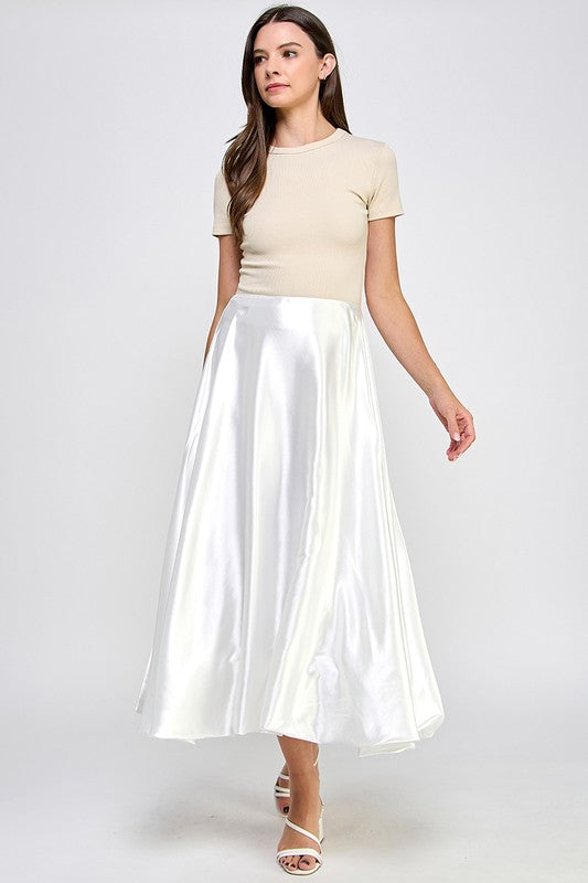 SATIN BALLON MIDI SKIRT