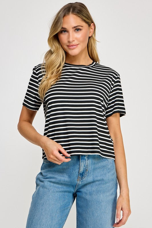 STRIPE ROUND NECK TOP