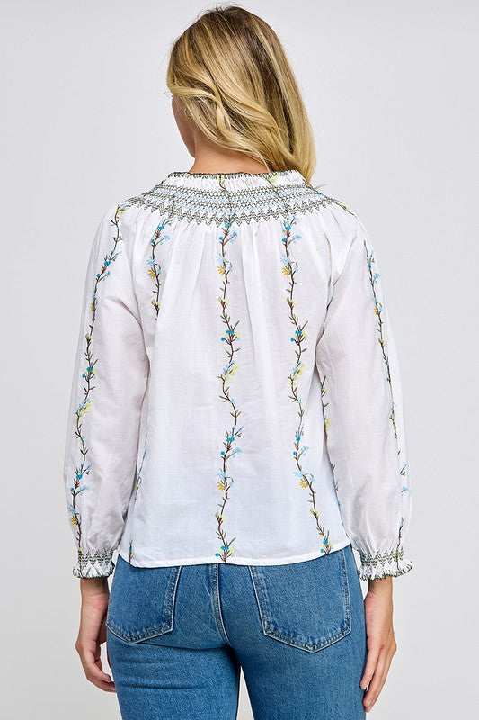 LONG SLEEVE EMBROIDERED BLOUSE