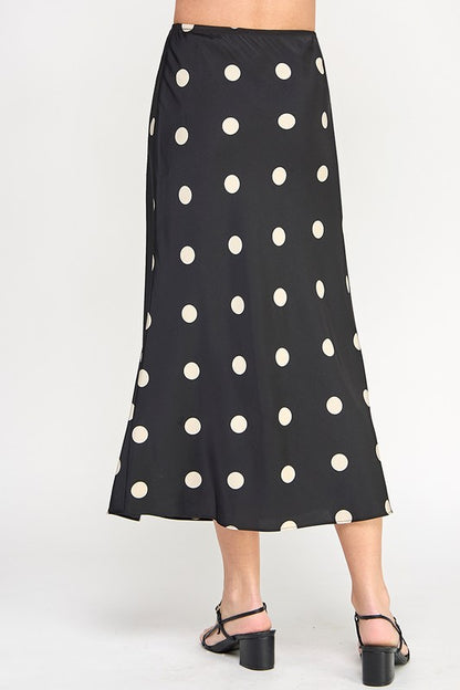 POLKA DOT SATIN MIDI SKIRT