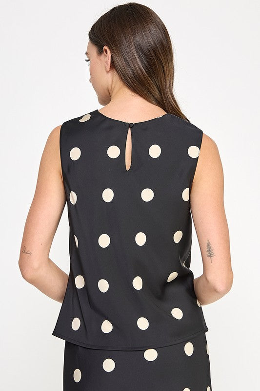 POLKA DOT SATIN TANK TOP