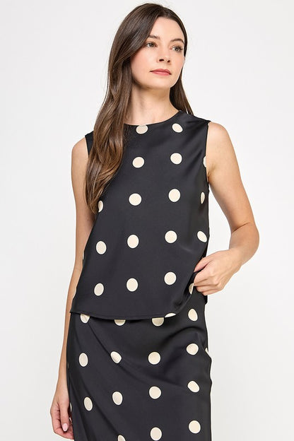 POLKA DOT SATIN TANK TOP