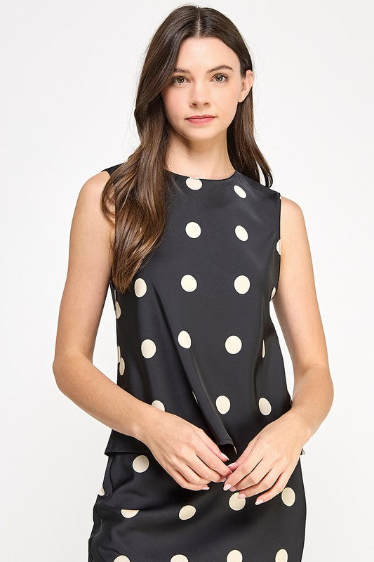 POLKA DOT SATIN TANK TOP