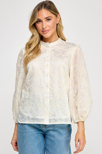 EMBROIDERED LONG SLEEVE BLOUSE